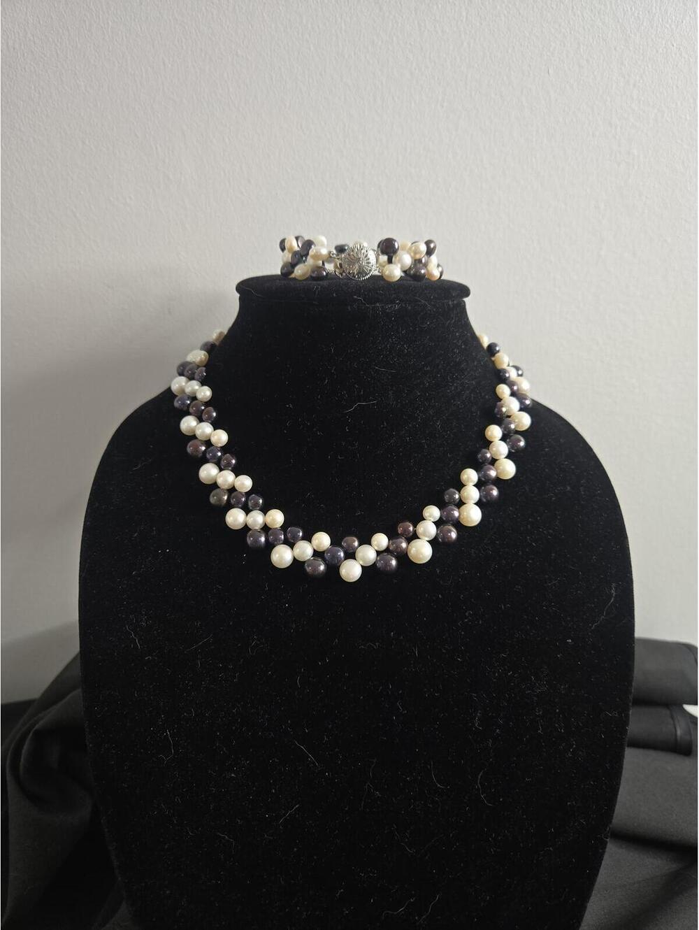 Cultured Freshwater Pearl Necklace Bracelet Gold Filled Clasp Peacock Gray Ivory